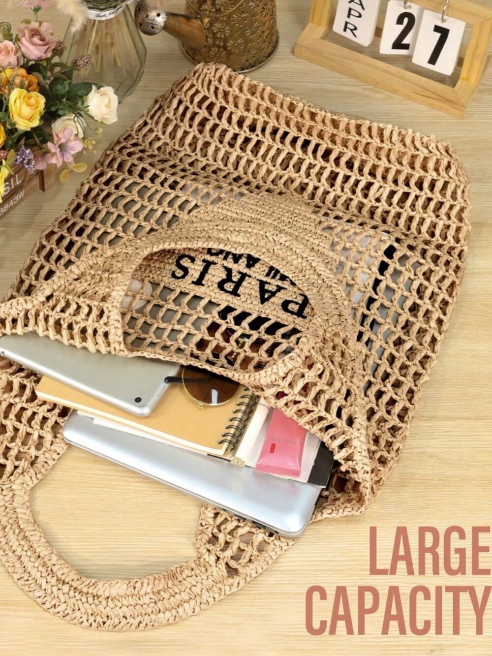 Vacation Women's Straw Beach tote bag - Picture 5 of 6